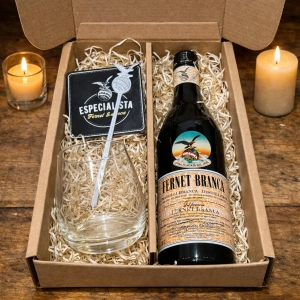 Fernet Branca 750 Ml + Vaso + Posa Vaso + Varilla